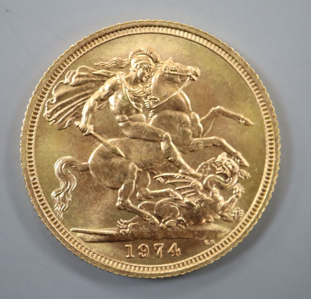 A 1974 gold sovereign.